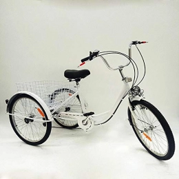 Kaibrite Biciclette da città Kaibrite - Bicicletta da adulto, 24", 3 ruote, con cestino e lampada, 24", colore: Bianco