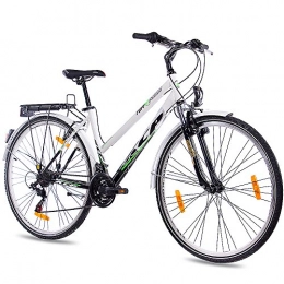 Unbekannt Bici KCP, City Bike da 28 pollici con pneumatici da trekking, bici da donna Terrion Lady con cambio Shimano a 18 rapporti, colore nero e bianco