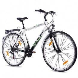 Unbekannt Bici KCP, City Bike da 28 pollici con pneumatici da trekking, bici da uomo Terrion Gent con cambio Shimano a 18 marce, colore: nero e bianco