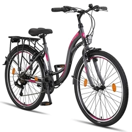 Licorne Bike Bici Licorne Bike Stella Premium City Bike da 24 pollici, bicicletta per ragazze, ragazzi, uomini e donne, cambio a 21 marce, bicicletta olandese, antracite (26 pollici, antracite)