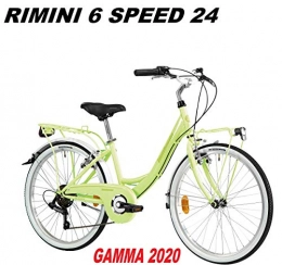 LOMBARDO BICI Biciclette da città LOMBARDO BICI Rimini 6 Speed Ruota 24 Shimano Tourney 6V Gamma 2020 (Lime Green Glossy)