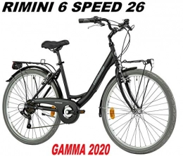 LOMBARDO BICI Biciclette da città LOMBARDO BICI Rimini 6 Speed Ruota 26 Shimano Tourney 6V Gamma 2020 (Black Silver Matt)