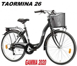 LOMBARDO BICI Biciclette da città LOMBARDO BICI Taormina Ruota 26 Shimano Tourney 7V Gamma 2020 (Black Grey Matt)