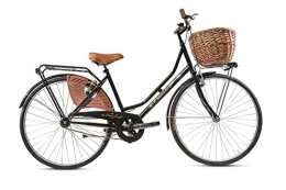 MADICKS Bici MADICKS Bicicletta Donna da Passeggio Olanda Nera Misura 26 Bici da città Vintage retrò con Cestino in vimini