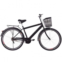 MC.PIG Biciclette da città MC.PIG Bicicletta da 26"City Leisure Bicycle per Adulti con Telaio in Acciaio al Carbonio per pendolari da Donna per Donna Retro Frame per Adulto Bici con Cestino Blu (Color : Black)
