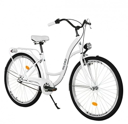 Milord Bikes Biciclette da città MILORD. 2018 Comfort Bicicletta con dorso Supporto, Holland ruota, bici da donna, a 3 marce, bianco, 28 pollici