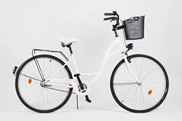 Milord Bikes Biciclette da città Milord. 2018 Comfort Bike con Cesto, Bicicletta da Città Donna, 3 Velocità, Bianco, 28"