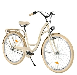 Milord Bikes Bici Milord. 26 pollici, 3 marce, color crema, marrone, comfort con portapacchi, bicicletta olandese, da donna, City Bike, stile retrò vintage