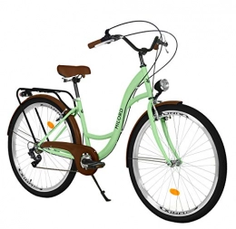 Milord Bikes Biciclette da città Milord. Bicicletta Comfort Menta Verde a 7 velocità da 26 Pollici con Marsupio Posteriore, Bici Olandese, Bici da Donna, City Bike, retrò, Vintage