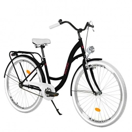 Milord Bikes Biciclette da città Milord Bikes Bicicletta Comfort Nero e Rosa a 3 velocità da 26 Pollici con Marsupio Posteriore, Bici Olandese, Bici da Donna, City Bike, retrò, Vintage
