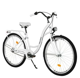 Milord Bikes Bici Milord. Comfort bicicletta con portapacchi, bicicletta olandese da donna, 3 marce, bianco, 28 pollici