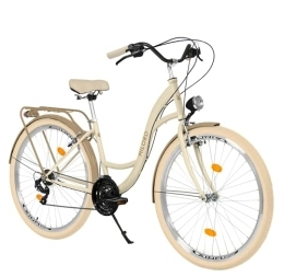 Balticuz OU Bici Milord Comfort, bicicletta olandese da donna, City bike, vintage, 28 pollici, crema-marrone, cambio Shimano a 21 marce