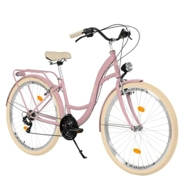 Balticuz OU Bici Milord Comfort, bicicletta olandese, per giovani, City bike, vintage, 24 pollici, rosa crema, cambio Shimano a 21 marce