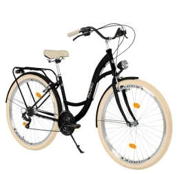 Balticuz OU Biciclette da città Milord Comfort, bicicletta olandese per giovani, City bike, vintage, 28 pollici, colore nero crema, cambio Shimano a 21 marce