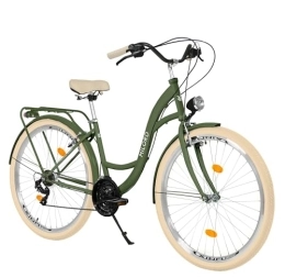 Balticuz OU Bici Milord Comfort, bicicletta olandese, per giovani, City bike, vintage, 28 pollici, verde crema, cambio Shimano a 21 marce