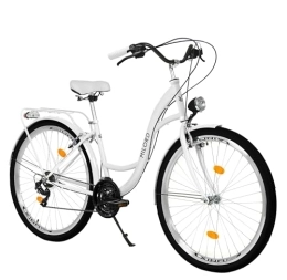 Balticuz OU Bici Milord Comfort, bicicletta olandese, per ragazzi, City bike, vintage, 28 pollici, colore bianco, cambio Shimano a 21 marce