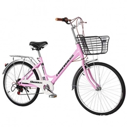 MOBDY Bici MOBDY Bicicletta da pendolare per Uomo e Donna da 24 Pollici per Bicicletta per pendolari a velocit variabile City Retro Portatile Step Princess Student-Pink