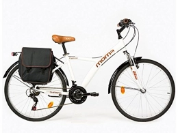 Moma Bikes Bici Moma Bikes, Bicicletta Ibrida SHIMANO, Alluminio, 18 velocità, Ruota da 26", con Sospensione, Bianco