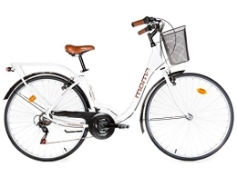 Moma Bikes Biciclette da città Moma Bikes, Bicicletta Passeggio Citybike Shimano, Alluminio, 18 Velocità, Ruota Da 28", Bianco