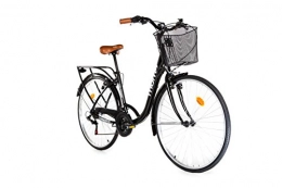 Moma Bikes Bici Moma Bikes, Bicicletta Passeggio Citybike SHIMANO, Alluminio, 18 velocità, Ruota da 28", Nero