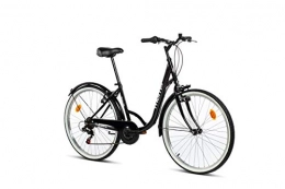 Moma Bikes Biciclette da città Moma Bikes Town, Bicicletta di Città 26”, Shimano 6v, Freni V-Brake Alluminio. Unisex – Adulto, Nero, Unic Size