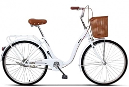 Asdf Biciclette da città Mountain Bike per Adulti- 24'' Bicicletta da Donna in Alluminio Cruiser Bike 6 velocità Shift V Brakes City Light Commuter Retro Ladies Adult con Cestino per Auto (Colore: A) (Colore : C)