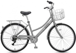 PLYY Biciclette da città PLYY Bici Adulta Signore velocità Ordinaria Retro Leggero Bicicletta 7 velocità 26 Pollici (Color : Gray)