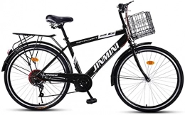 Qianglin Biciclette da città Qianglin Mountain Bike da Uomo da 26 Pollici, Biciclette da Strada per Adulti, Bici per pendolari da Città, Freno a V, con Cestino e Sedile Posteriore, Nero
