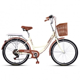 QX Biciclette da città QX 7 velocità, 24" Bici da Città per Donna / Bicicletta Liberty da Bambina con Cesto / Comfort Bike Telaio in Acciaio, Variable Speed