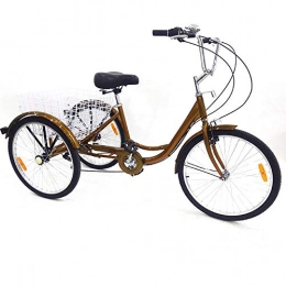 SENDERPICK - Bicicletta da adulto a 3 ruote, 61 cm, 6 velocità, per adulti, con cestino bianco, regolabile, colore: rosso