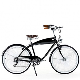 SXC Bici SXC Bicicletta di Città City Bike da 26 Pollici, Cambio a 7 Marce, Fari a LED a Batteria Pedale in Alluminio Specchio Ovale retrò, Universale per Uomo e Donna
