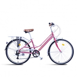 WOF Bici WOF Bicicletta da Città Classica da Donna, Bicicletta Vintage Bicicletta da Donna for Adulti velocità ordinaria retrò Leggera Bicicletta 7 velocità 26 Pollici (Color : Pink)