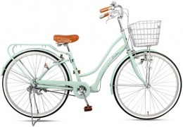 WOF Biciclette da città WOF City Leisure Bike-Women's Urban Commuter Bike con cestello Stile Olandese Retro Bike Telaio in Acciaio ad Alto tenore di Carbonio Bici di Comfort for Esterno Urbano