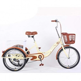ZFF Triciclo per Adulti 3 Ruote Bici da Cruise velocità Singola, Triciclo Pedale Bici 20 Pollici Ruote Passaggio Basso con Cestino di Carico per Donne Uomini (Color : Beige)