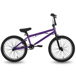 FingerAnge Bici FingerAnge Bicicletta da 20 Pollici BMX Freestyle in Acciaio, Bicicletta da Acrobazia con Freni a Doppia Ruota Purple