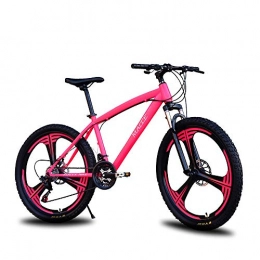 Huaatiear Mountain Bike 26 Inch Mountainbike for Men And Women High-Carbon Steel Hardtail Mountain Bike with Front Suspension Adjustable Seat 21 / 24 / 27 Speed Gears, Double Disc Brake, Pink 3 Three Cutter Wheel, 21 stage shift