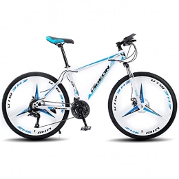 LZHi1 Bici 26 Pollici Adulti Mountain Bike Commuter Bicycle, 30 Velocità Mountan Trail Bicycle con forcella di sospensione, in acciaio ad alto contenuto di carbonio Dual Disc Brake City Road Bi(Color:bianco blu)
