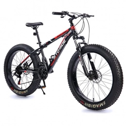 AZXV Bici 26 Pollici di Grasso Pneumatico Mountain Bike a Sospensione Integrale in Acciaio ad Alto tenore di Carbonio Adulti Bici, 21 velocità Dual Dual Disc-Freni Aspirazione Black Red