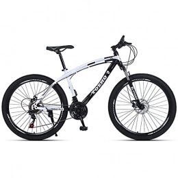 LZHi1 Bici 26 pollici mountain bike per uomo donna, 27 velocità sospensione anteriore freni a doppio disco biciclette da montagna per adulti, telaio in acciaio al carbonio antiscivolo bici da (Color:bianco nero)
