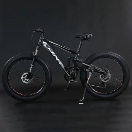 360Home Bici 360Home Fat Bike Mountain Bike Bicicletta a sospensione completa con pneumatici grandi Fully 26 pollici (nero, 21 marce)