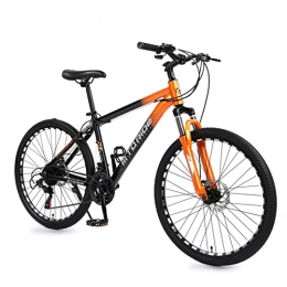 AZXV Bici Adulti Bike Mountain Bike Piena Bici in Acciaio ad Alta Carbonio, Dual Dual Mechanical Disc-Freni Aspirazione Shock-Assorbimento Bicicletta MTB, 21 velocità, Ruote d Orange