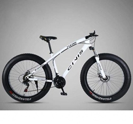 Alqn Mountain Bike ALQN Mountain bike da 26 pollici per bici da uomo, bici da mtb per pneumatici grassi, telaio in acciaio ad alto tenore di carbonio, forcella anteriore ammortizzante e doppio freno a disco, bianca, 21 v