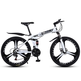 AZYQ Bici AZYQ 26 'Mountain bike a 21 velocità per adulto, telaio a sospensione completa in alluminio leggero, forcella ammortizzata, freno a disco, bianco, C