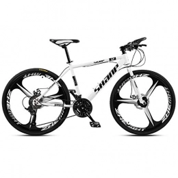 BCX Mountain Bike BCX Mountain bike da 26 pollici, mountain bike hardtail da uomo con freno a doppio disco, sedile regolabile per bicicletta, telaio in acciaio ad alto tenore di carbonio, 21 velocità, 6 raggi bianchi,
