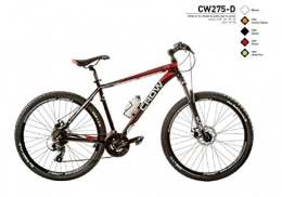Cicli Puzone Mountain Bike BICI 27, 5 CROW ALLUMINIO SHIMANO ACERA 24V MODELLO CW275-D (NERO - ROSSO) MADE IN ITALY (45 CM)