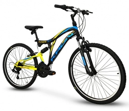 S.T.S Bici Bici Bicicletta MTB Ares 3.0 Kron 26'' Pollici BIAMMORTIZZATA 21 Velocita' Shimano Mountain Bike REVO Freni V-Brake (Giallo)