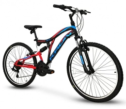 Bici Bicicletta MTB Ares 3.0 Kron 26'' Pollici BIAMMORTIZZATA 21 Velocita' Shimano Mountain Bike REVO Freni V-Brake (Rosso)