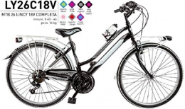 Cicli Puzone Mountain Bike Bici Misura 26 Bambina MTB City LINCY 18V Art. LY26C18V (Nero Argento, 46 CM)