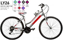 Cicli Puzone Mountain Bike Bici Misura 26 Donna MTB LINCY 18V Art. LY26 (Argento Rosso, 40 CM)