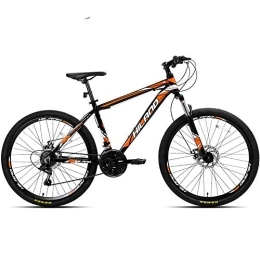 Generic Brands Bici Bicicletta a sospensione in lega di alluminio, 26 pollici, 21 velocità, con doppio freno a disco, ruota arancione